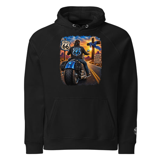 Eco raglan hoodie Route 66 white