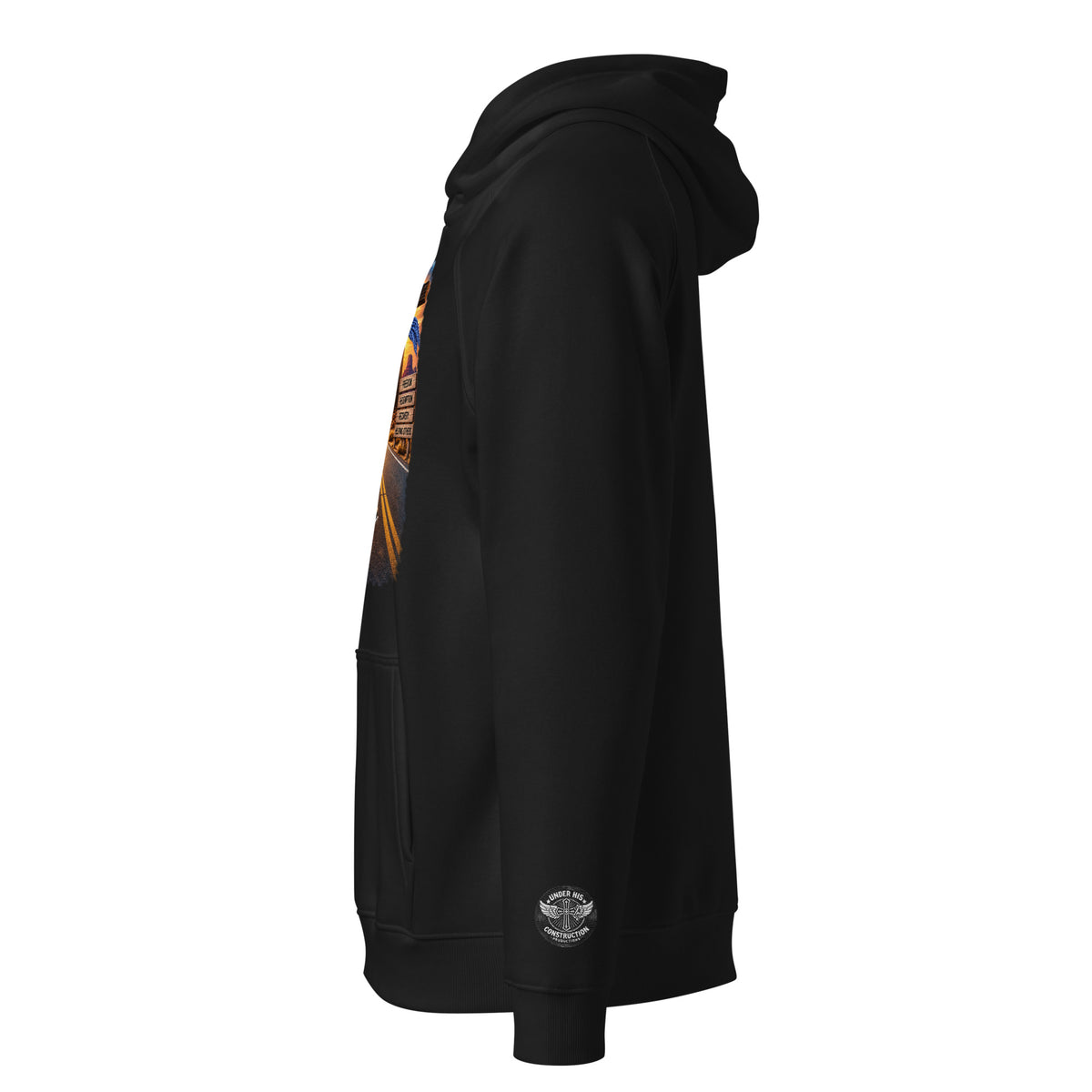 Eco raglan hoodie Route 66 black front