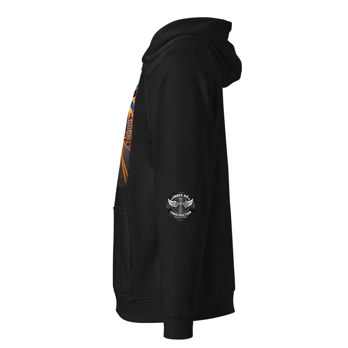 Eco raglan hoodie black unisex front