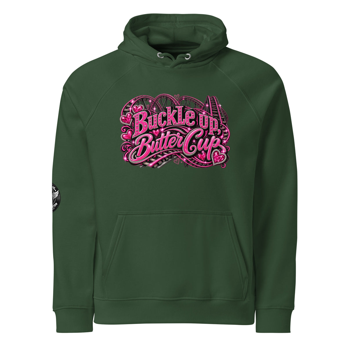 Eco raglan hoodie Buckle Up Butter Cup charcoal melange