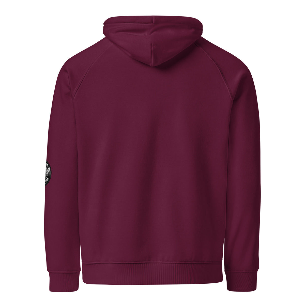 Eco raglan hoodie black unisex front