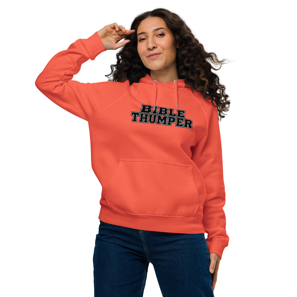 Product mockupBible Thumper hoodie white front