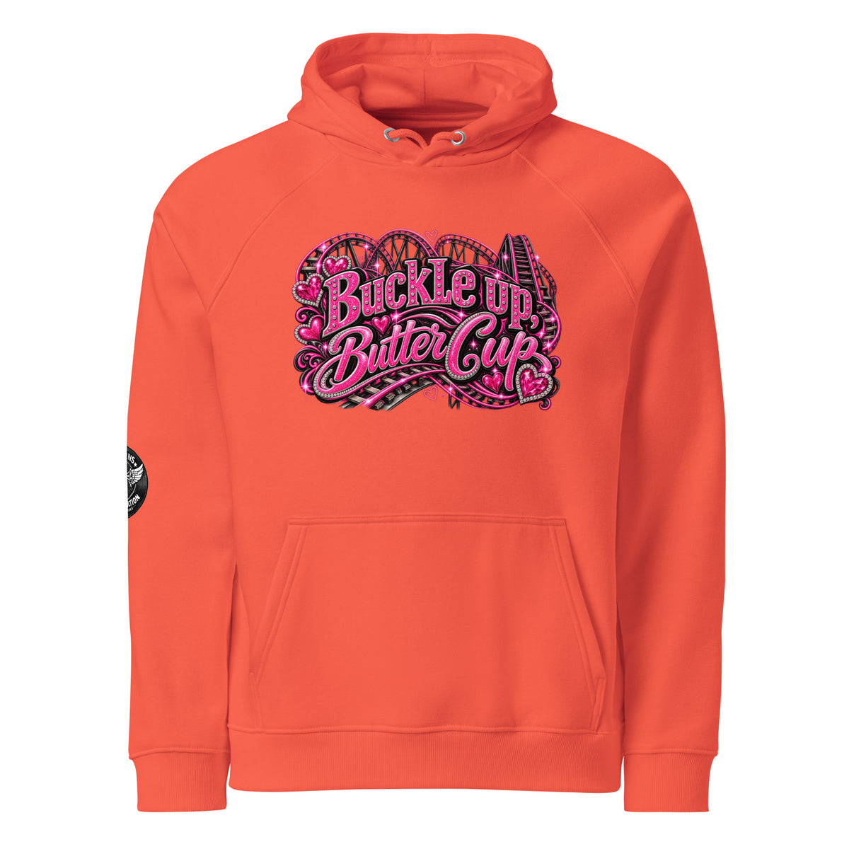 Eco raglan hoodie Buckle Up Butter Cup charcoal melange