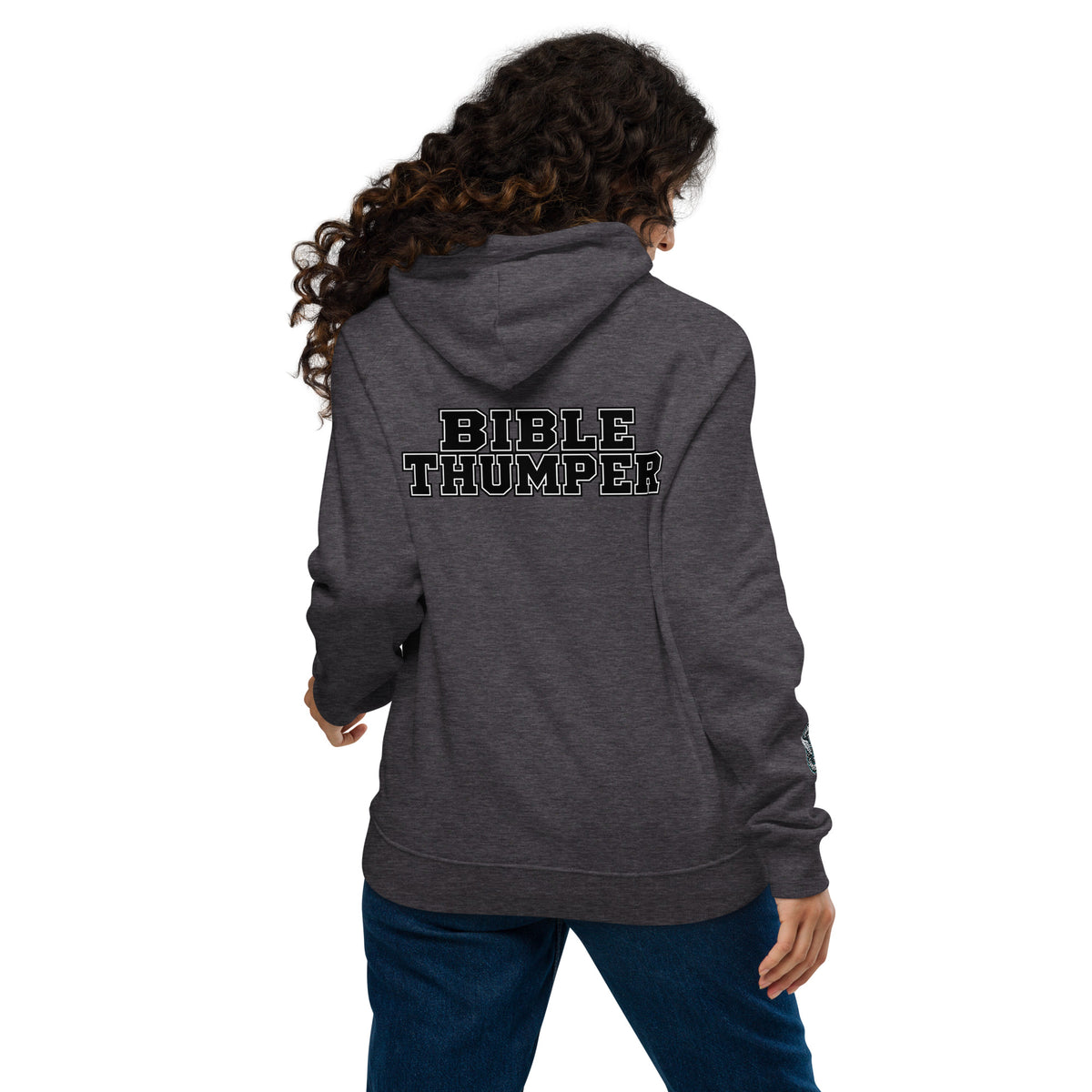 Product mock-up Bible Thumper hoodie burgundy front