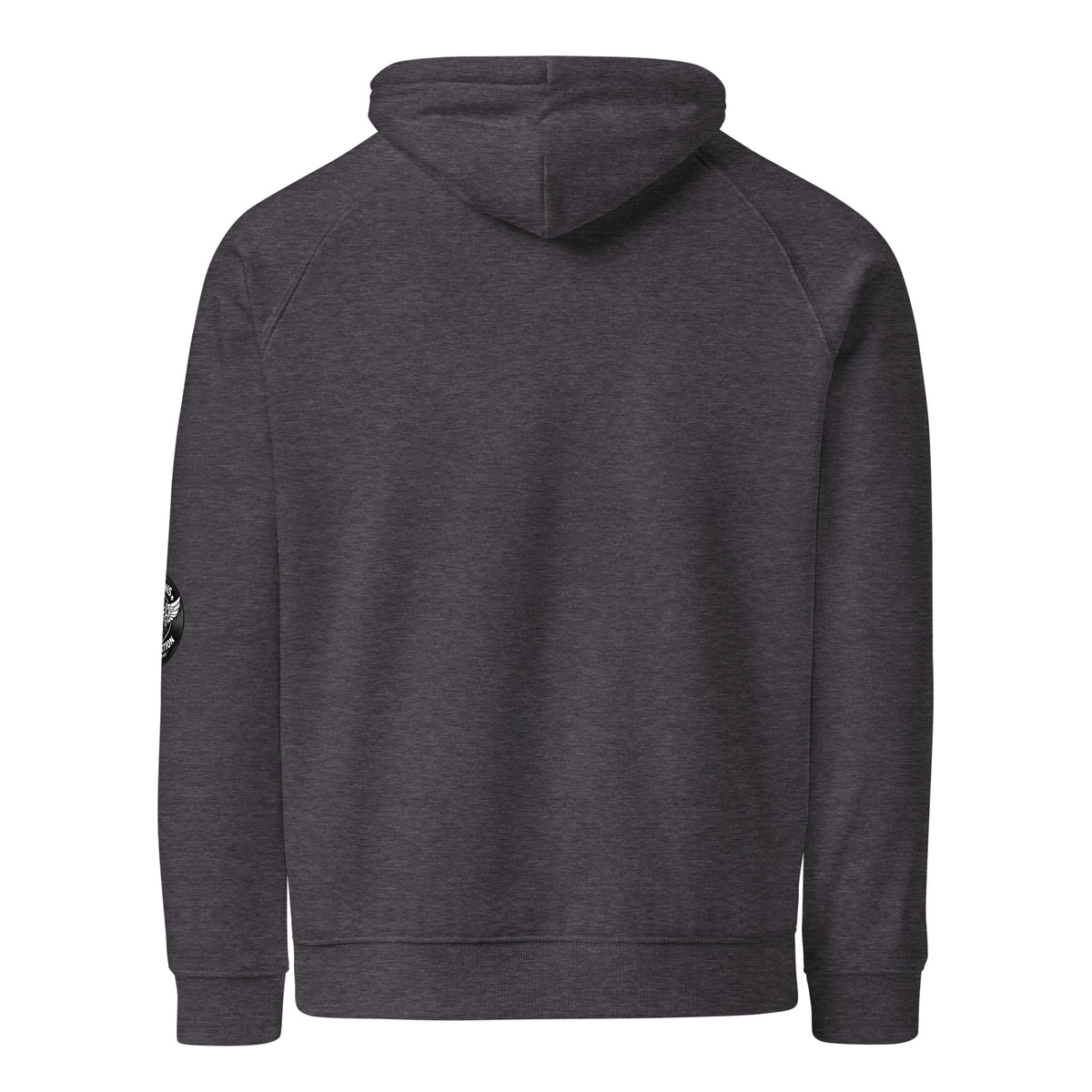 Eco raglan hoodie black unisex front