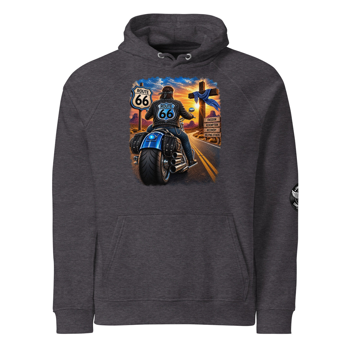 Eco raglan hoodie charcoal melange front