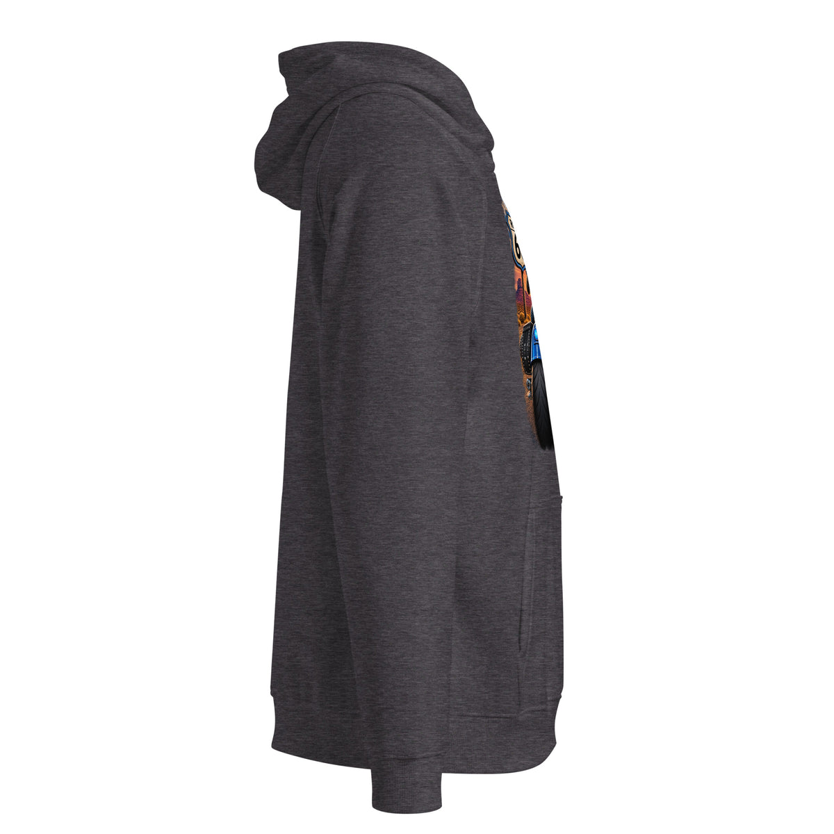 Eco raglan hoodie Route 66 black front