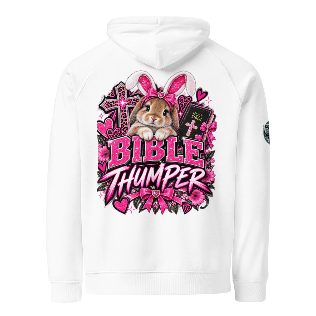 Bible Thumper hoodie white left side