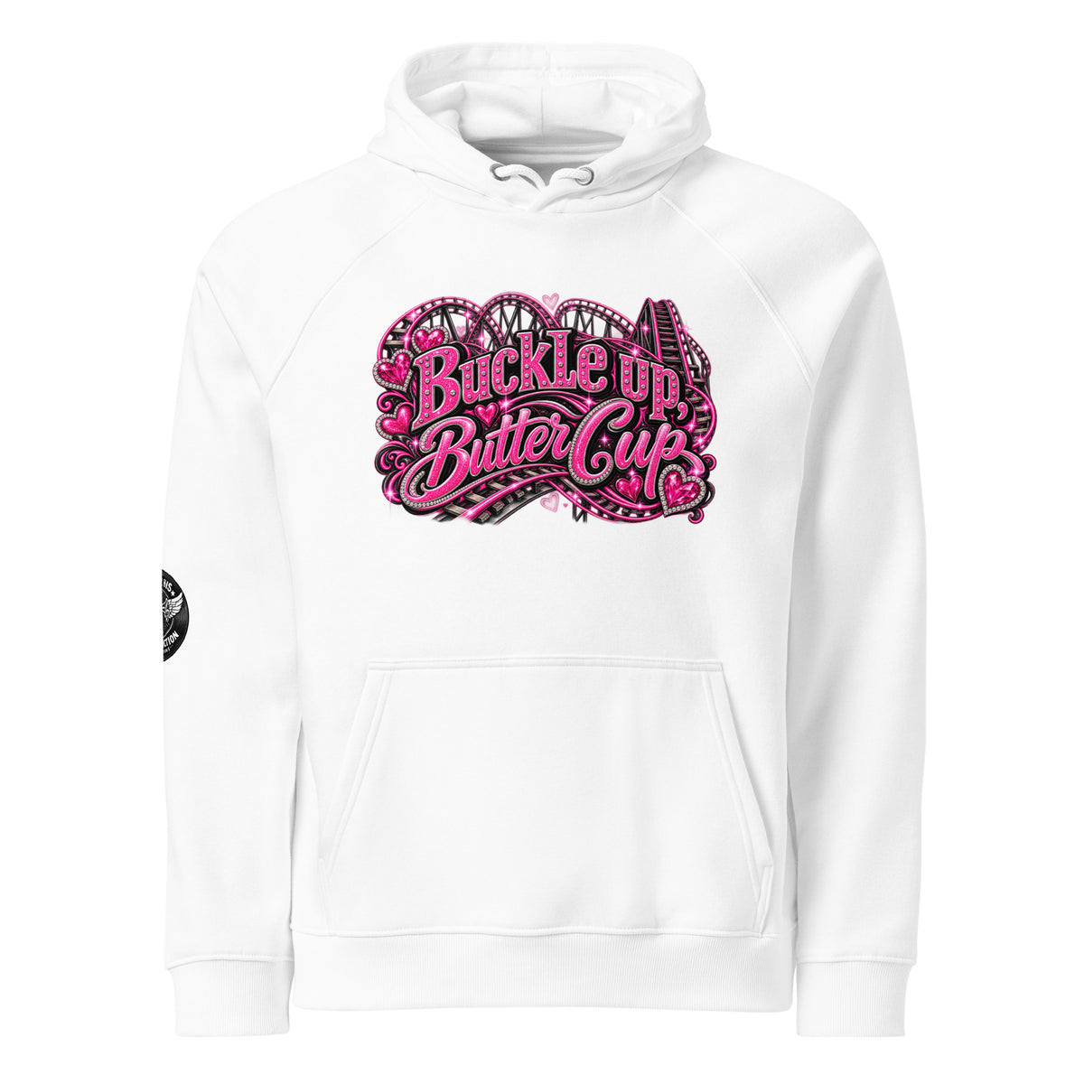 Eco raglan hoodie Buckle Up Butter Cup charcoal melange