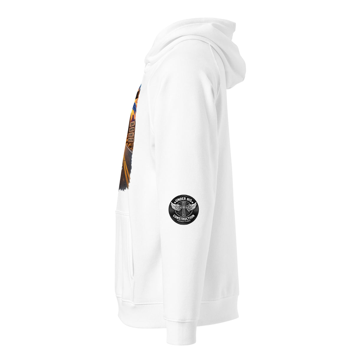 Product Eco raglan hoodie black unisex front