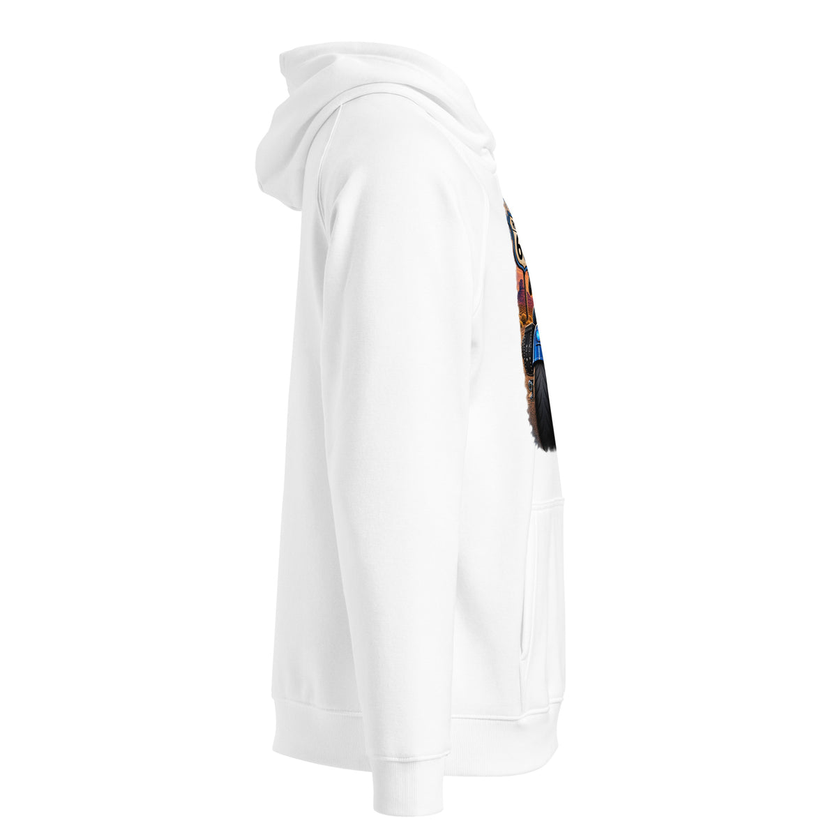 Eco raglan hoodie Route 66 black front