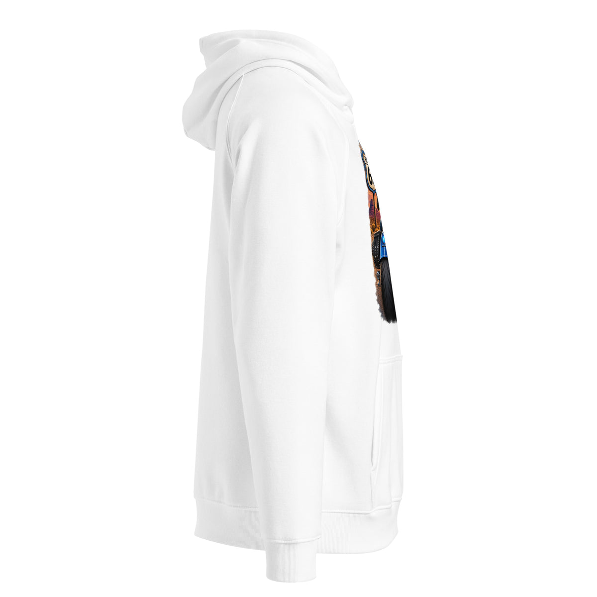 Product Eco raglan hoodie black unisex front